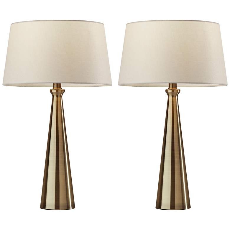 Lucy Antique Brass Metal Accent Table Lamps Set of 2 - Image 0