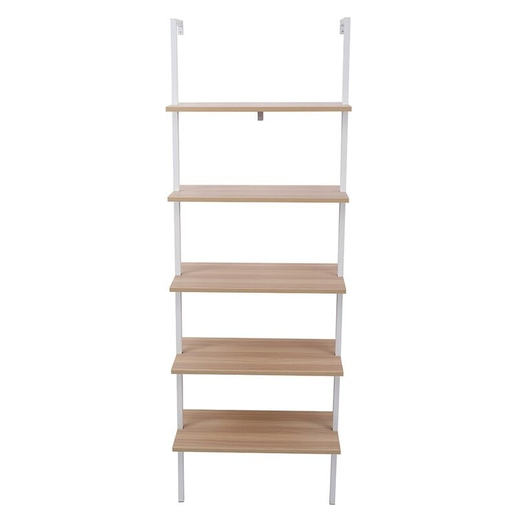 5-Tier Industrial Wood Ladder Bookcase With Metal Frame - Image 1