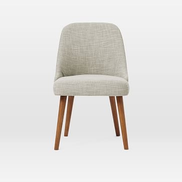 Mid-Century Upholstered Dining Chair, Platinum Linen Weave, Set of 2 - Image 1