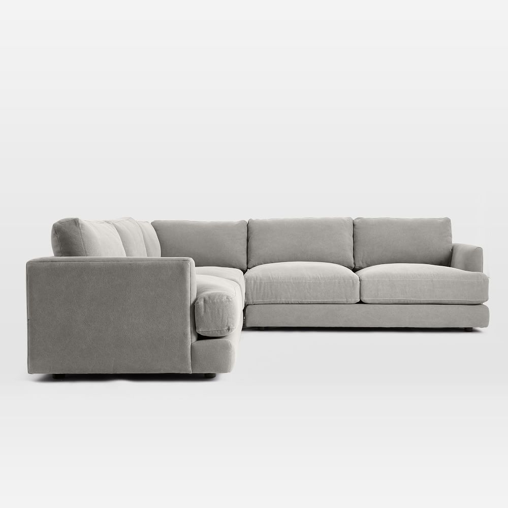 Haven 113" Multi Seat 3-Piece L-Shaped Sectional, Extra Deep Depth, Performance Washed Canvas, Storm Gray - Image 4