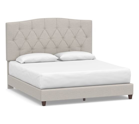 Elliot Curved Upholstered Bed, King, Heathered Twill Stone - Image 6