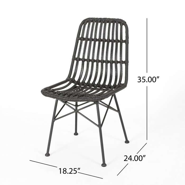 Nakagawa Wicker Patio Dining Chair, grey - set of 2 - Image 2
