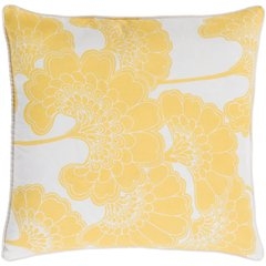 Japanese Floral Throw Pillow, 18" x 18", with down insert - Image 0