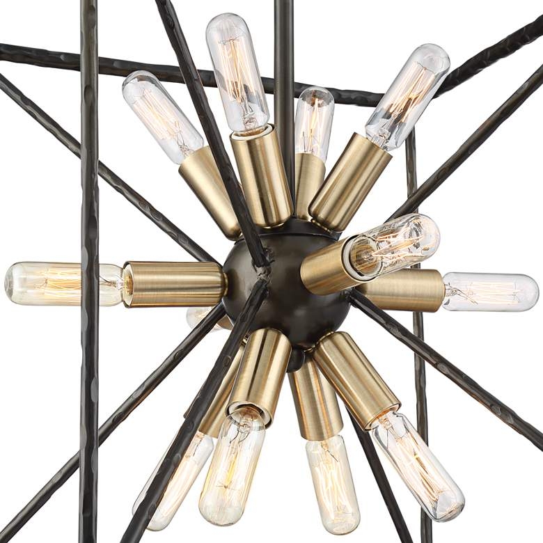 Possini Euro Gantz 15" Bronze-Brass 12-Light Square Modern Pendant - Image 2
