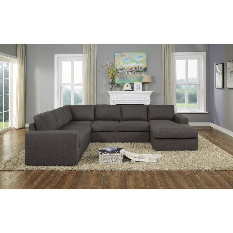 Amira 120.5" Wide Reversible Modular Corner Sectional with Ottoman - Image 0