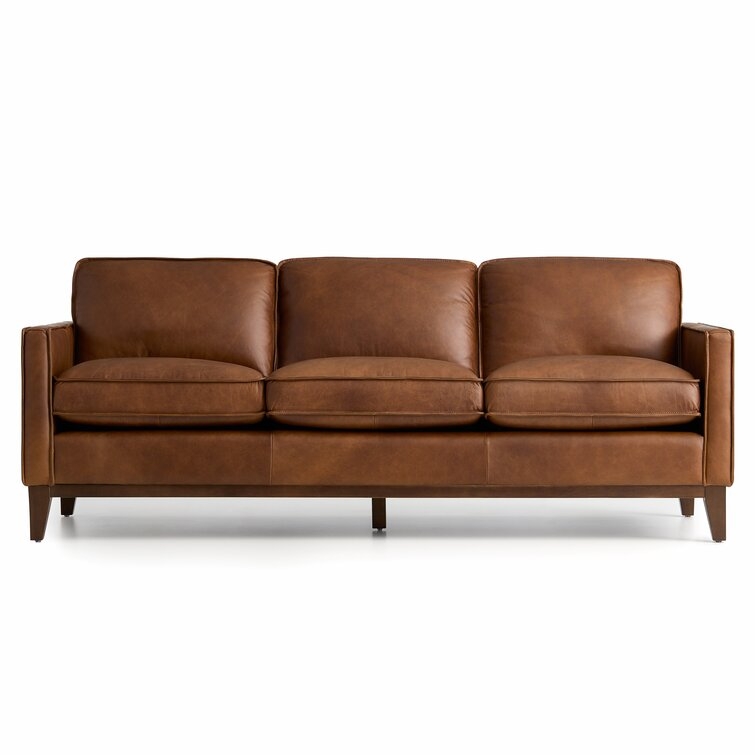 Cascades 84.5'' Genuine Leather Square Arm Sofa - Image 0