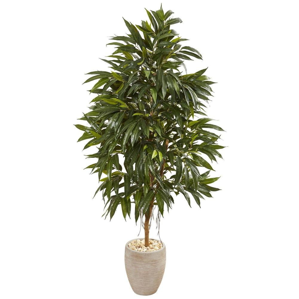 74" Royal Ficus Artificial Tree in Sand Colored Planter - Image 0