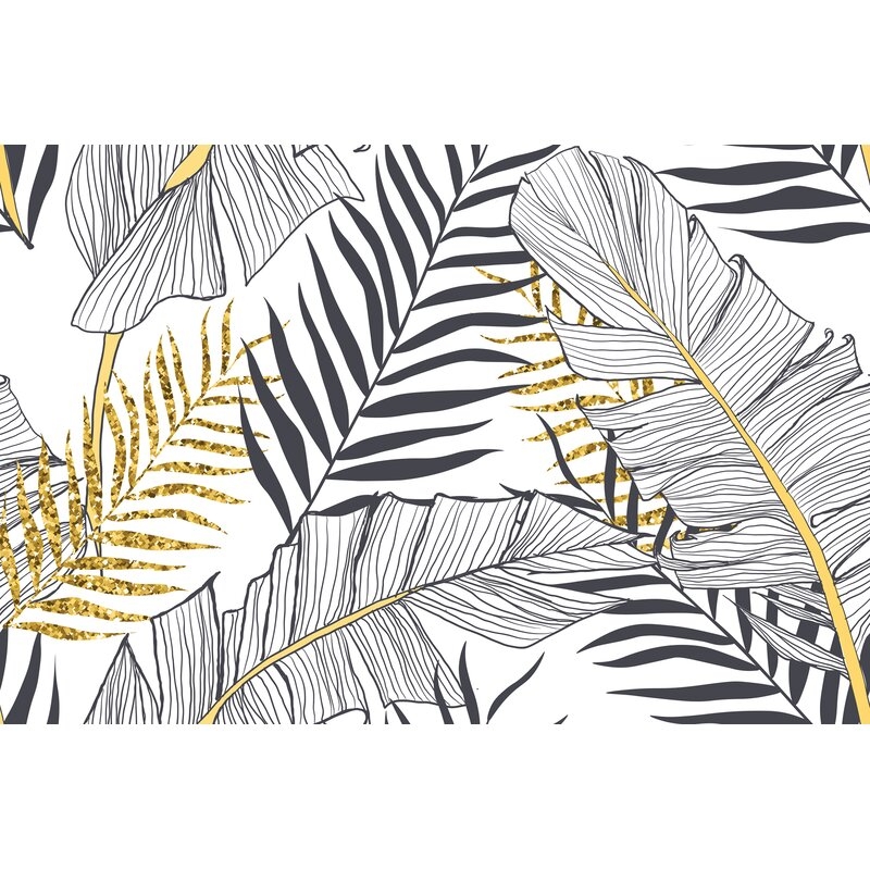 Seamless Banana Palm Leaves 10' L x 24" W Peel and Stick Wallpaper Roll (Set of 100) - Image 0