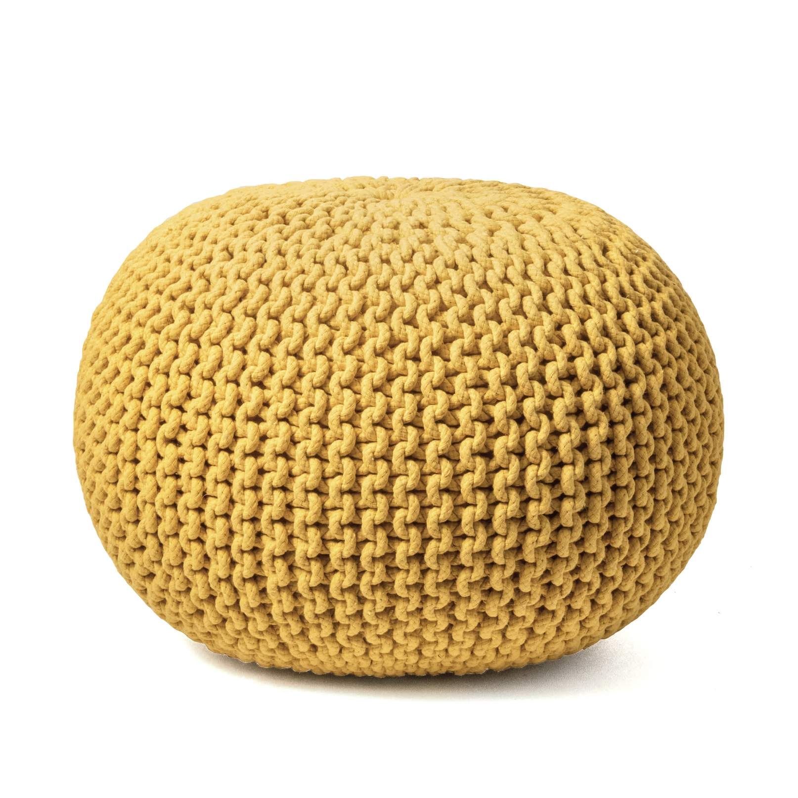 Ling Textured Knitted Round Ottoman Pouf - Image 0