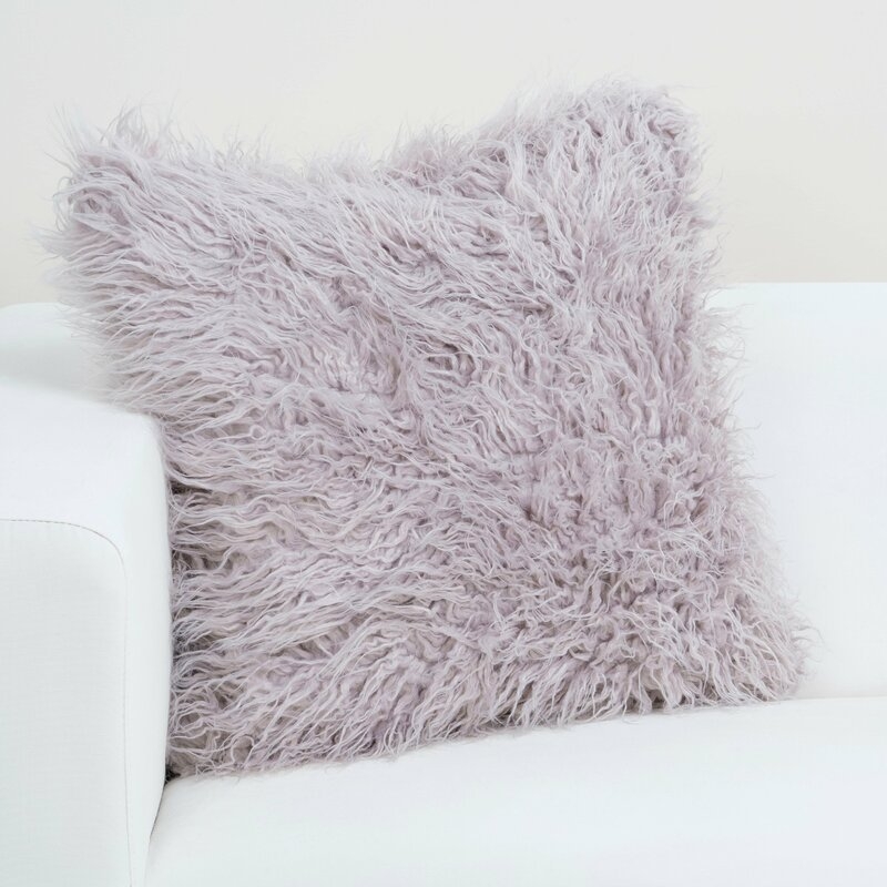 Faux Fur Throw Pillow - Purple 20x20 - Image 1