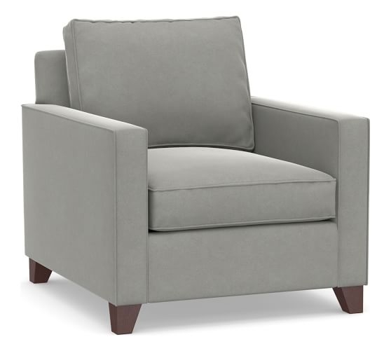 Cameron Square Arm Upholstered Deep Seat Armchair, Polyester Wrapped Cushions, Performance Everydaysuede™ Metal Gray - Image 1