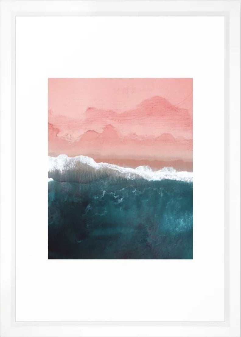 Turquoise Sea Pastel Beach III Framed Art Print - 15'' x 21'' - Vector white frame - With mat - Image 0