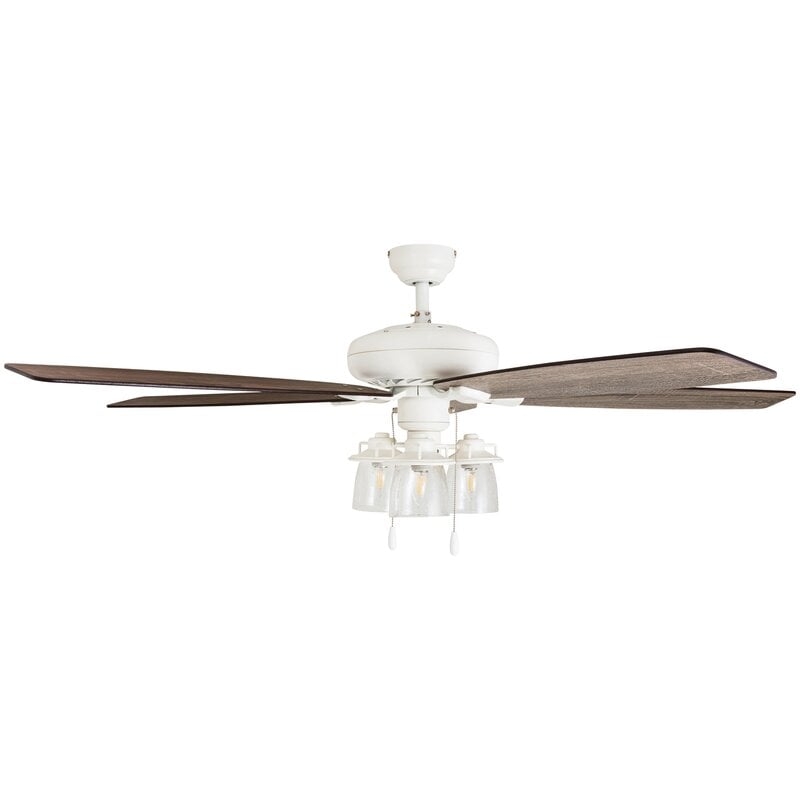 60" Winterview 5 Blade Ceiling Fan, Light Kit Included, Remote - Image 0