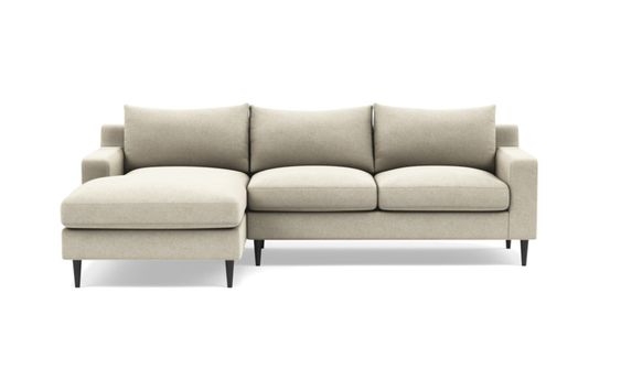 Sloan Left Sectional with Beige Flax Fabric, down alternative cushions, and Painted Black legs - Image 0