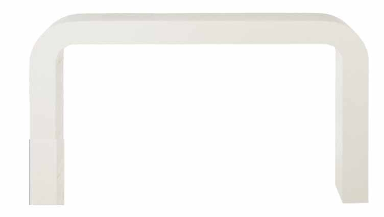 HORSESHOE IVORY LACQUERED LINEN 52" CONSOLE TABLE - Image 0