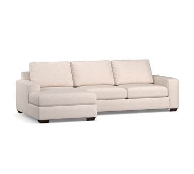 Big Sur Square Arm Upholstered Left Arm Sofa with Chaise Sectional and Bench Cushion, Down Blend Wrapped Cushions, Performance Heathered Tweed Pebble - Image 6