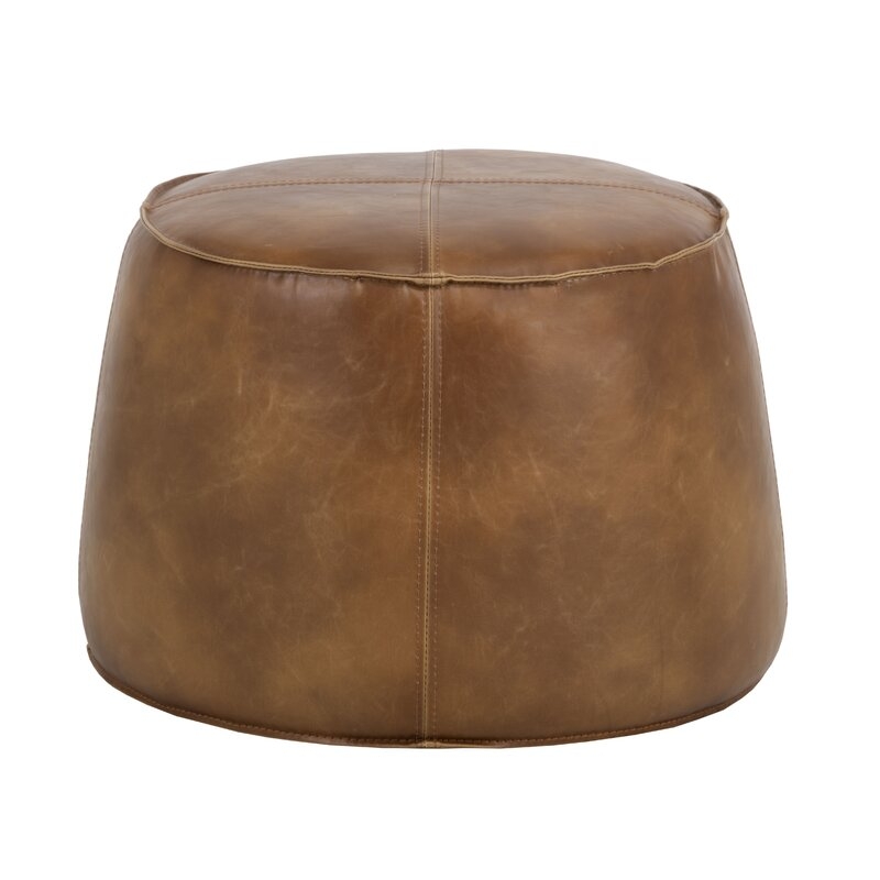 5West Mitchell Ottoman leather pouf, Tobacco - Image 0