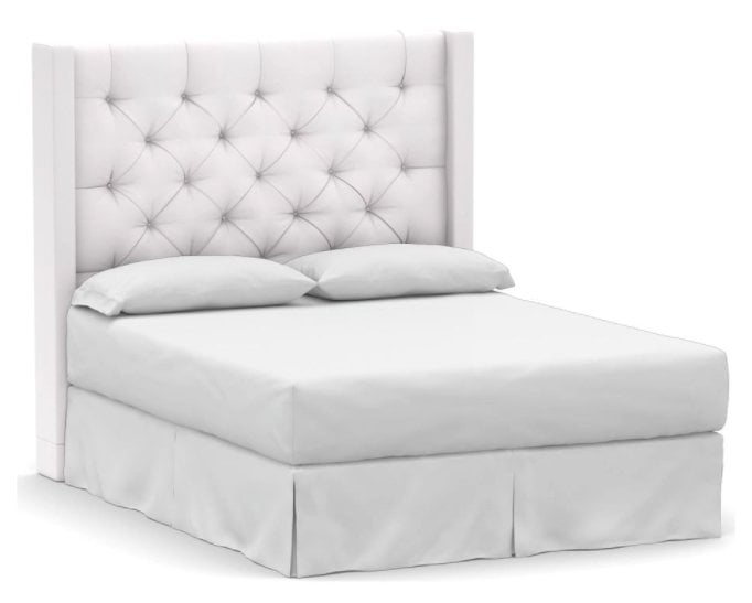 Harper Tufted Upholstered Tall Headboard 65"h, without Nailheads, Full, Twill White - Image 0