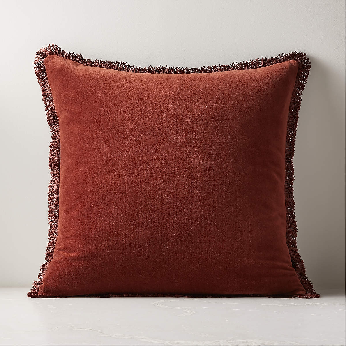 23" BETTIE DARK RUST RED THROW PILLOW WITH DOWN-ALTERNATIVE INSERT - Image 0