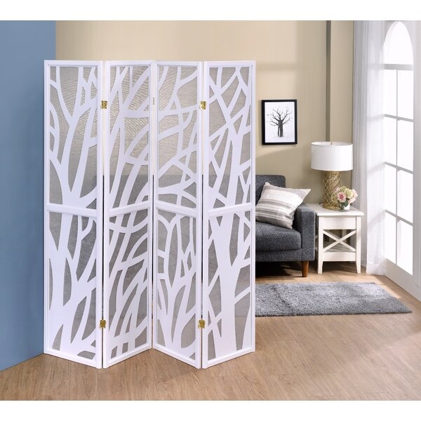 Tunc 69'' W x 70.5'' H 4 - Panel Solid Wood Folding Room Divider - Image 0
