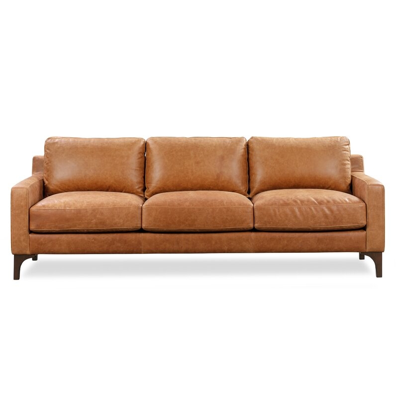 Omro Genuine Leather Standard 85" Square Arm Sofa - Image 0