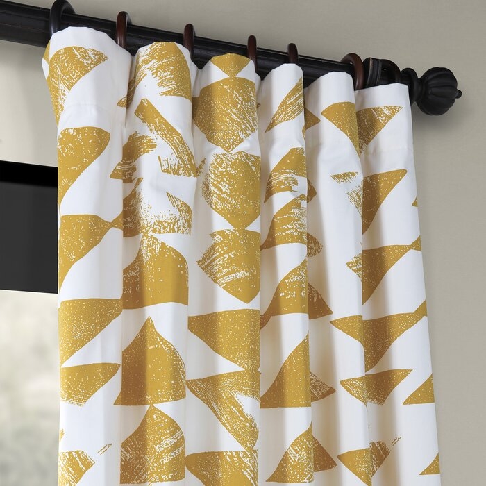 Fey Printed Cotton Twill Geometric Room Darkening Rod Pocket Single Curtain Panel - Image 1