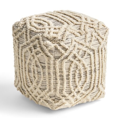 Sarramea Boho Wool and Cotton Ottoman Pouf - Image 0