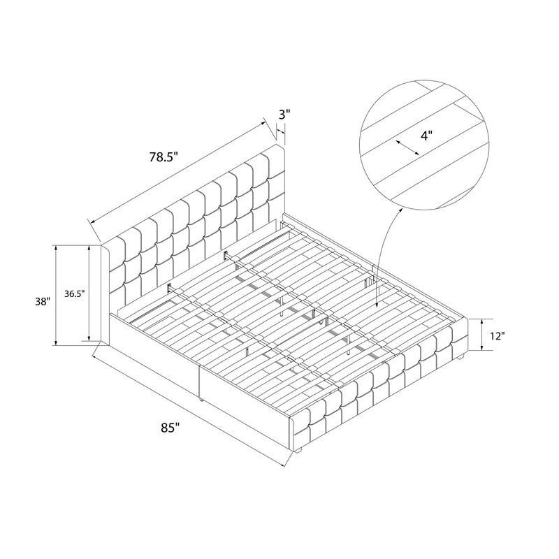 Elizabeth Upholstered Storage Platform Bed - Image 3