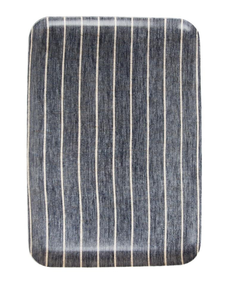 WIDE STRIPE LINEN LARGE TRAY - Image 0