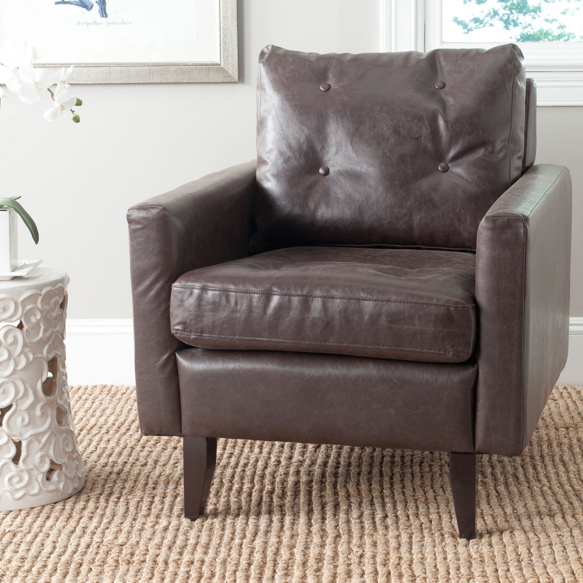 Mid Century Modern Caleb Club Chair - Antique Brown/Espresso - Arlo Home - Image 1