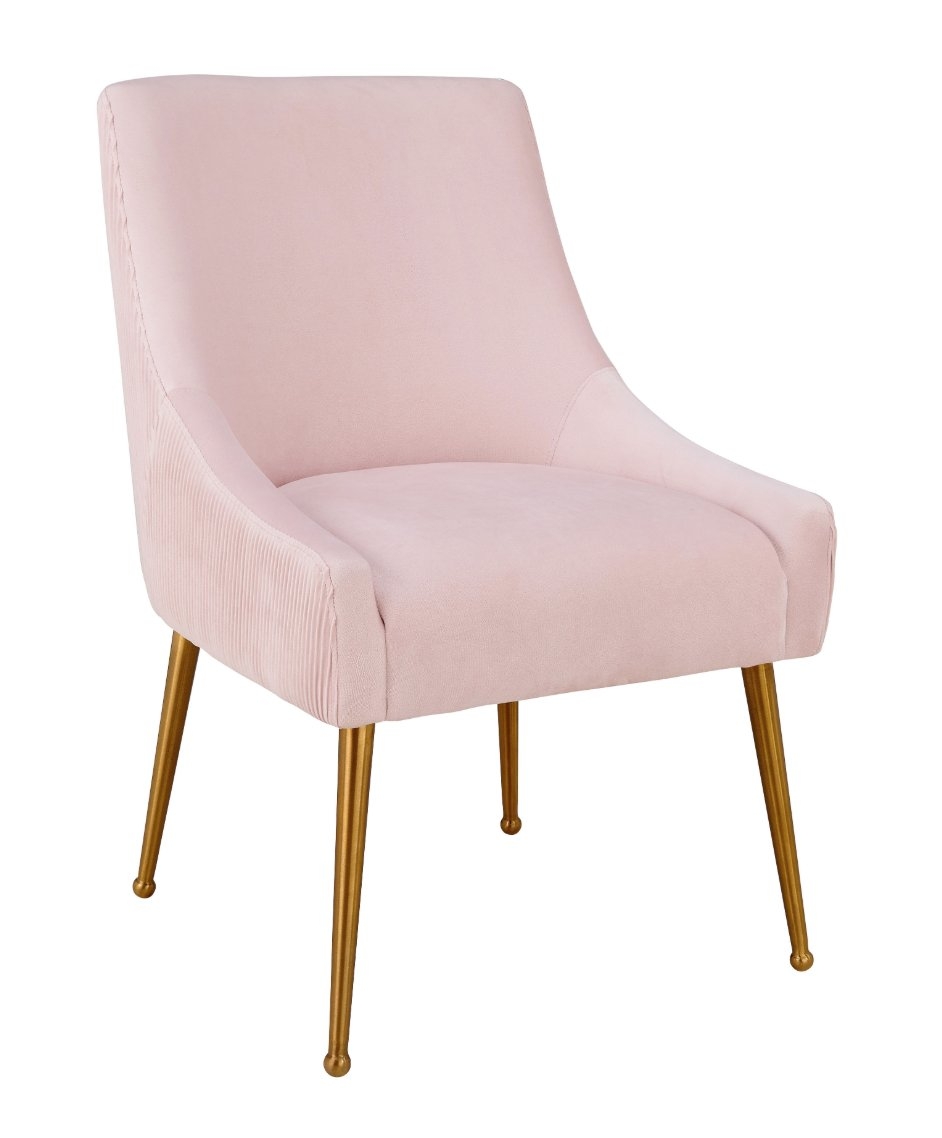 Beatrix Pleated Blush Velvet Side Chair - Image 0
