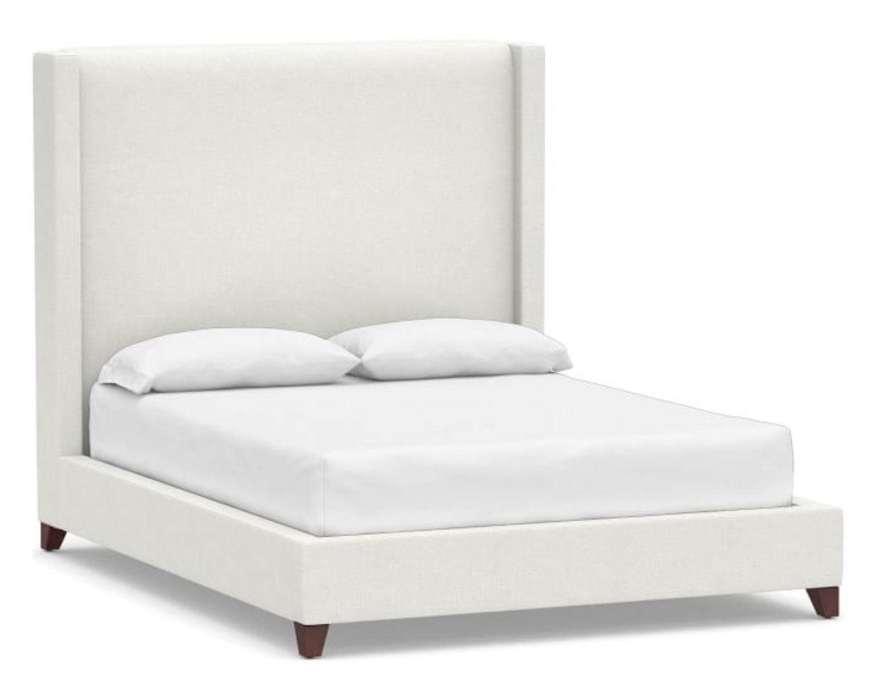 Harper Upholstered Non-Tufted Tall Bed without Nailheads, King, Basketweave Slub Ivory - Image 0