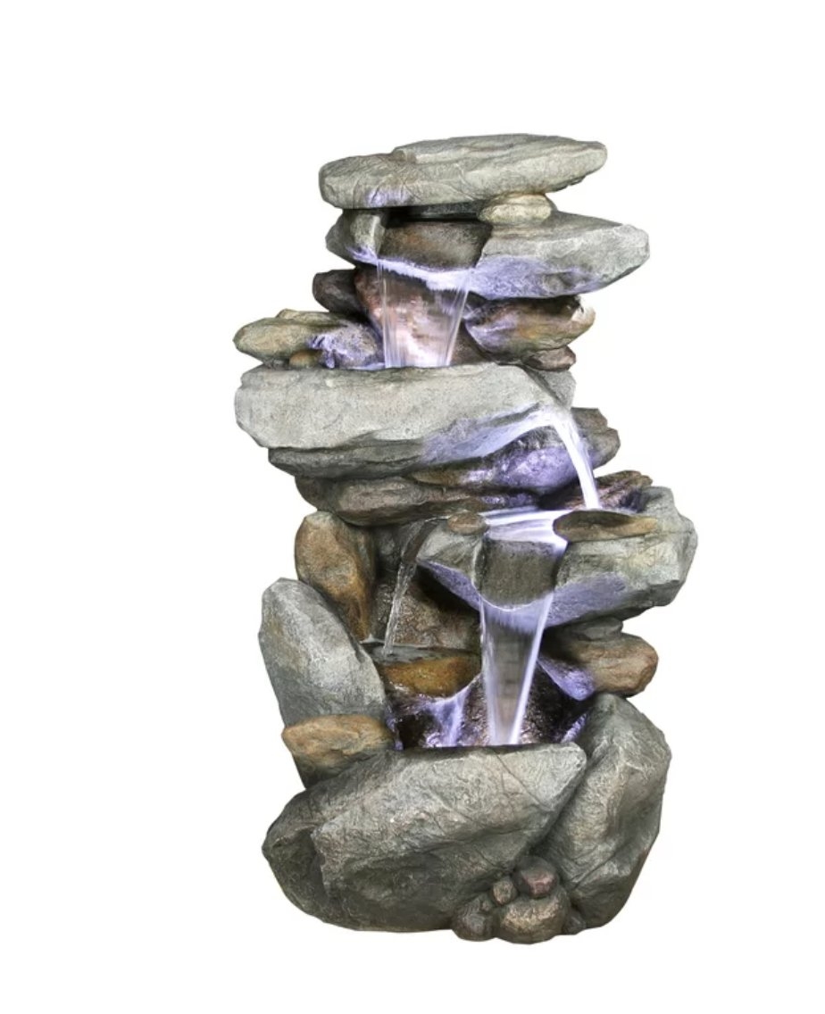 Fiberglass Rock Water Fountain with Light - Image 1