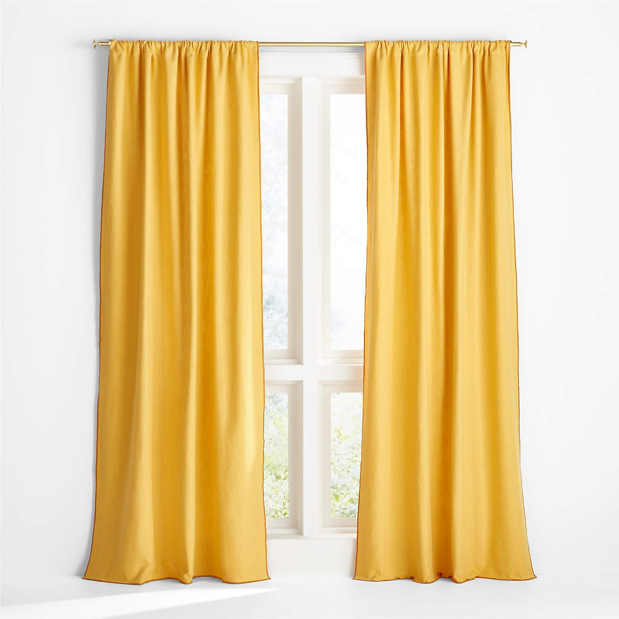 Ori Yellow Cotton Window Curtain Panel 44"x96" - Image 0