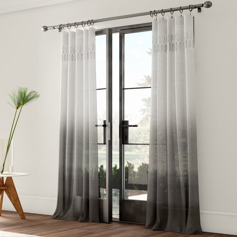 Higbee 100% Cotton Ombre Sheer Rod Pocket Single Curtain Panel - Image 2