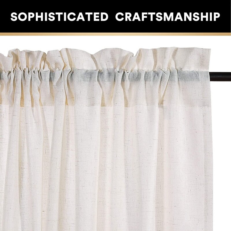 Joe Solid Semi-Sheer Rod Pocket Curtain Panels (Set of 2) - Image 1