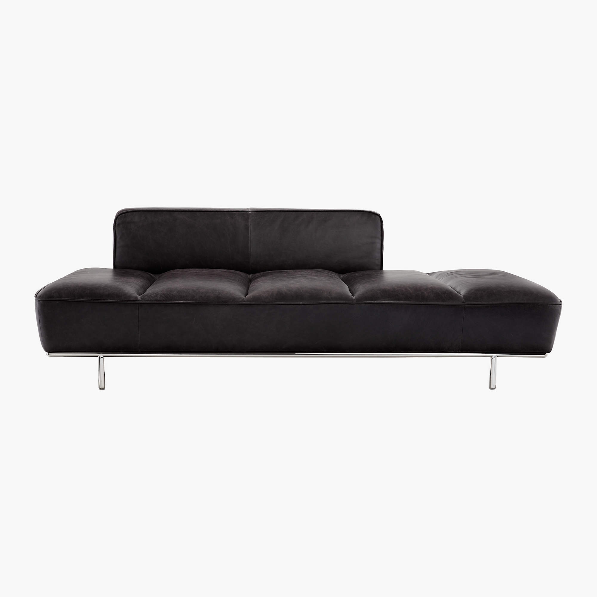 Lawndale Black Leather Daybed with Chrome Base - Image 1