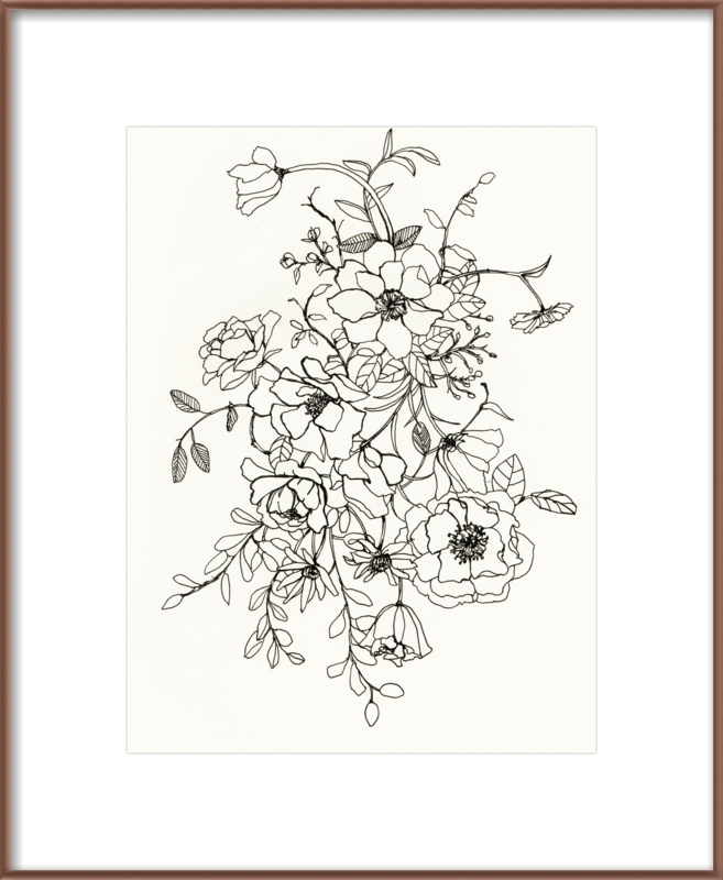 Ink Floral II - 16x20 - Bronze Metal Frame - Image 0