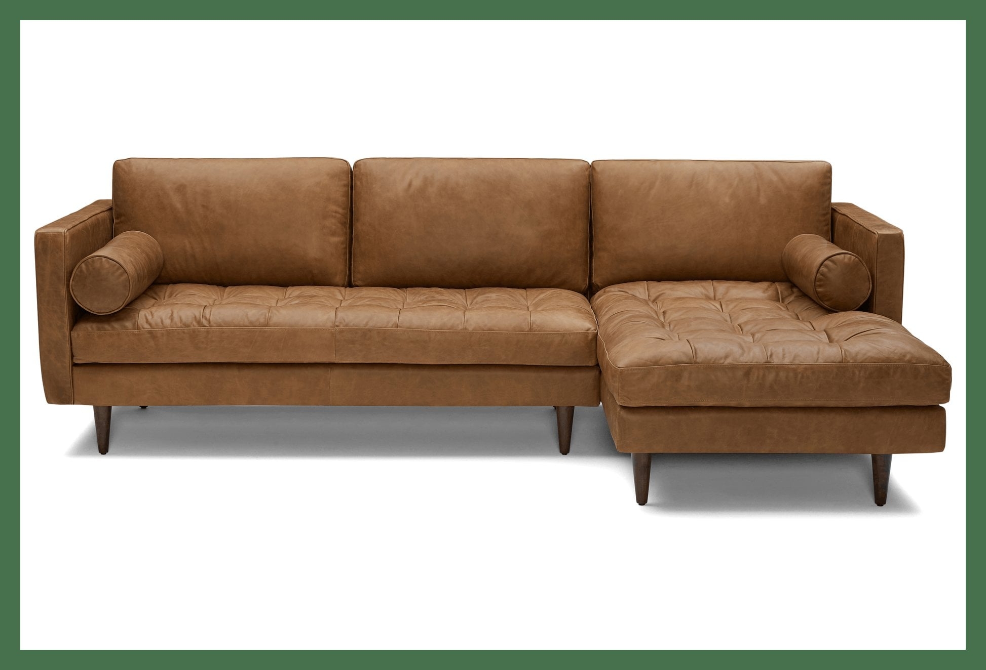 Brown Briar Mid Century Modern Leather Sectional - Santiago Ale - Mocha - Left - Image 1