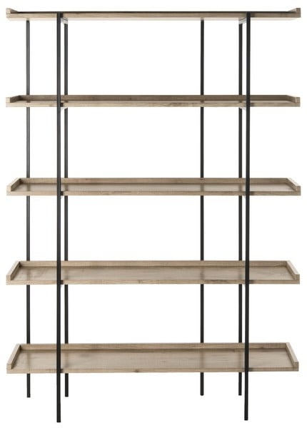 Cecilia Retro Mid Century 5 Tier Wood Etagere - Oak/Black - Safavieh - Image 0