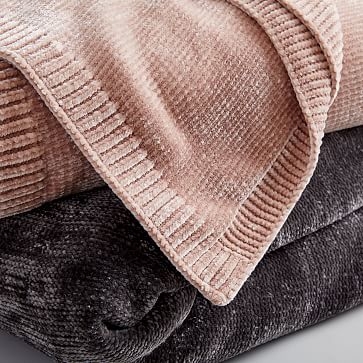 Luxe Chenille Throw, Dusty Blush - Image 1