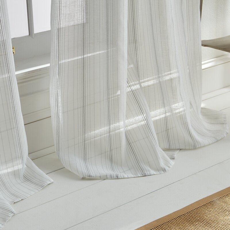 Hampton Stripe Polyester Sheer Curtain Panel - Image 1