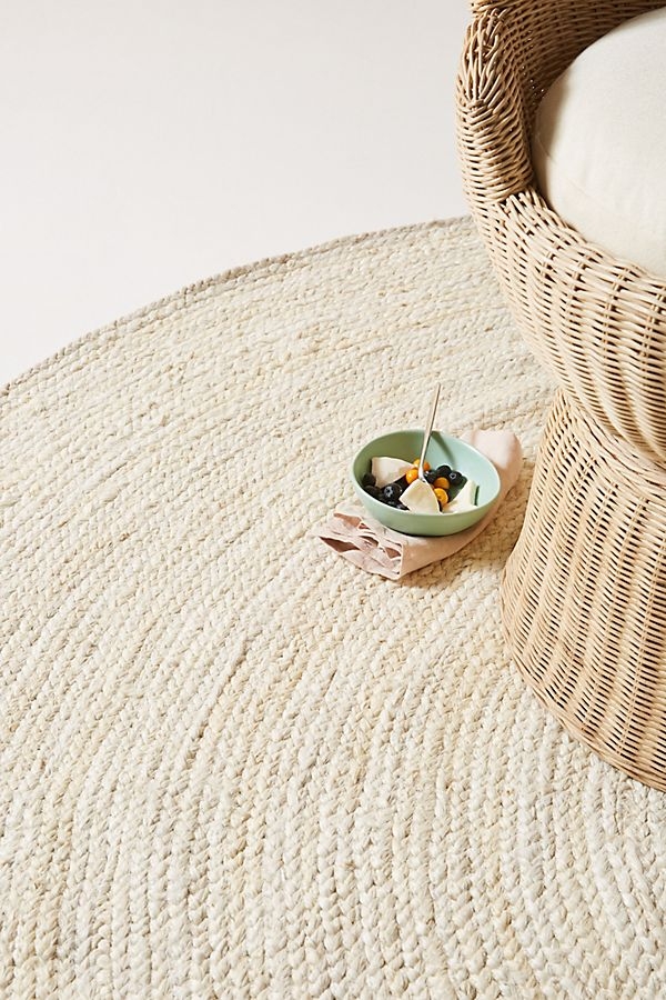 Handwoven Lorne Round Rug By Anthropologie in White Size 8 D - Image 1