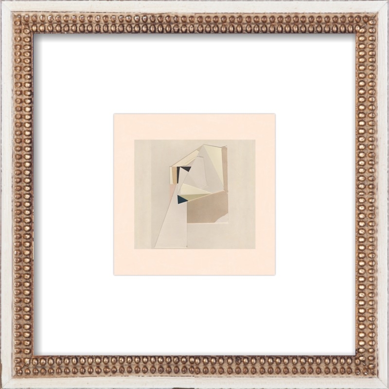 ABSTRACT COMPOSITION 2 - 16 x 16 -  Distressed Cream Double Bead Wood, frame width 1.25", depth 1.69" - Image 0