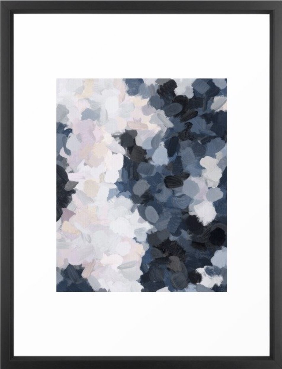Navy Black Beige Lavender Abstract Art Moonlight Ocean Painting Framed Art Print,20" x 26" - Image 0