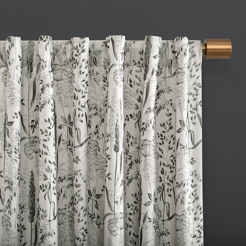 Aubry Shimmering Floral Max Blackout Thermal Tab Top Single Curtain Panel - Image 5