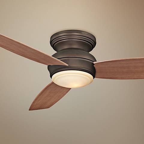 52" Traditional Concept Bronze Flushmount LED Ceiling Fan - Image 0