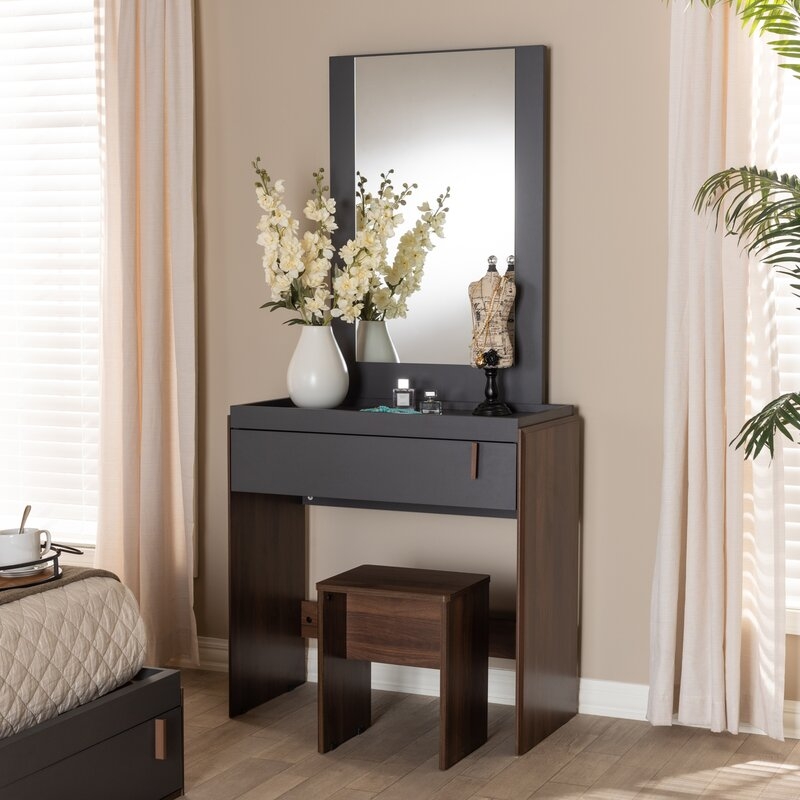 Askern Vanity Set with Stool and Mirror - Image 0