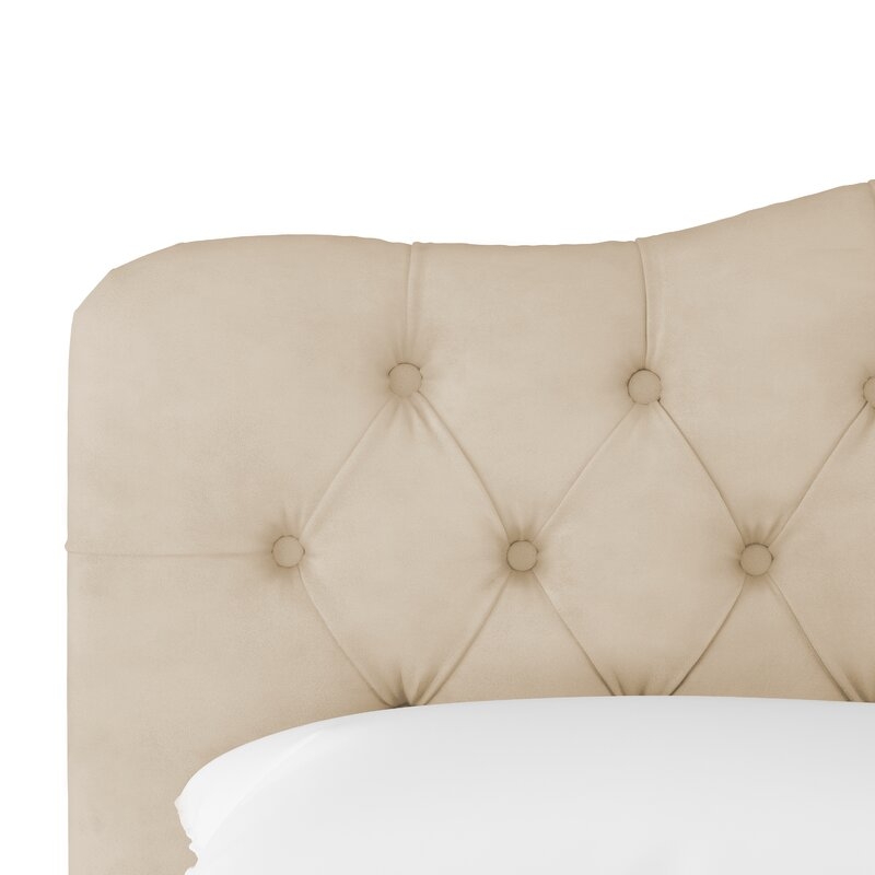 California King Velvet Pearl Noriko Upholstered Platform Bed - Image 1