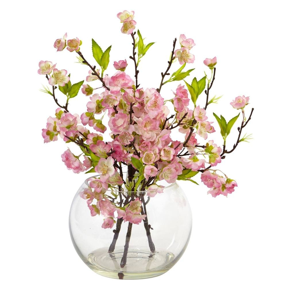 Cherry Blossom in Large Clear Vase - Image 0